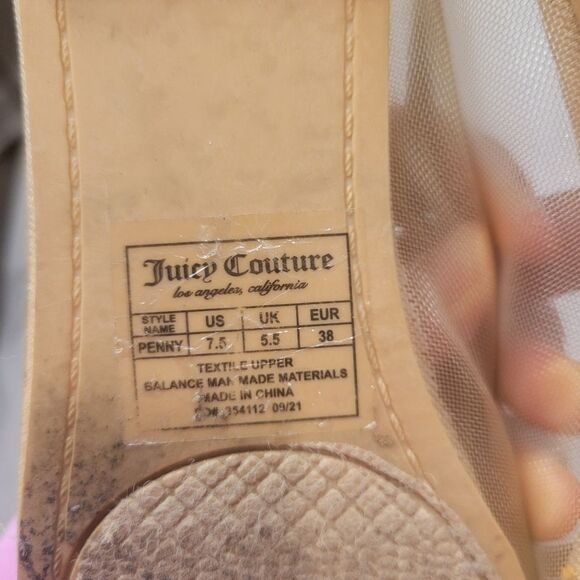 JUICY COUTURE ointed toe Flats Shoes Size 7.5 tan/gold Sparkled - Picture 3 of 8